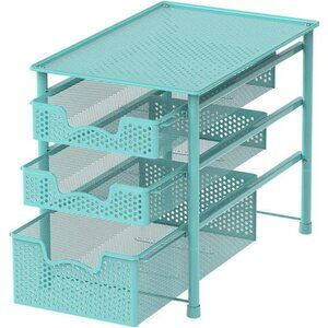 Simple Houseware Stackable 3 Tier Sliding Basket Organizer Drawer, Turquoise